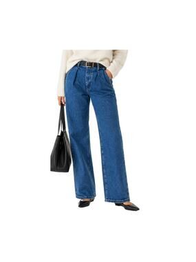 Roucha Diana Pleated Straight Leg Jeans Adjustable Waist Medium